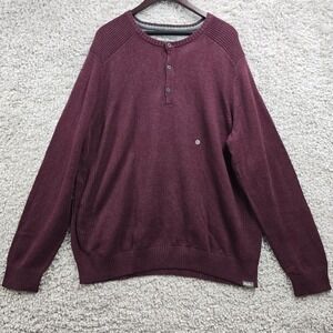 Eddie Bauer Men Henley Sweater Cotton Stretch Purple Long Sleeve Size XXL Casual